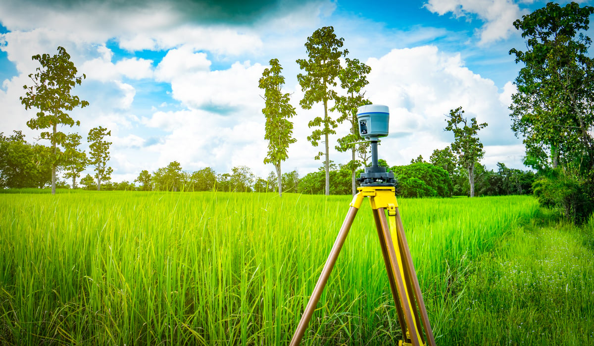 GPS Land Surveying Equipment in a Field